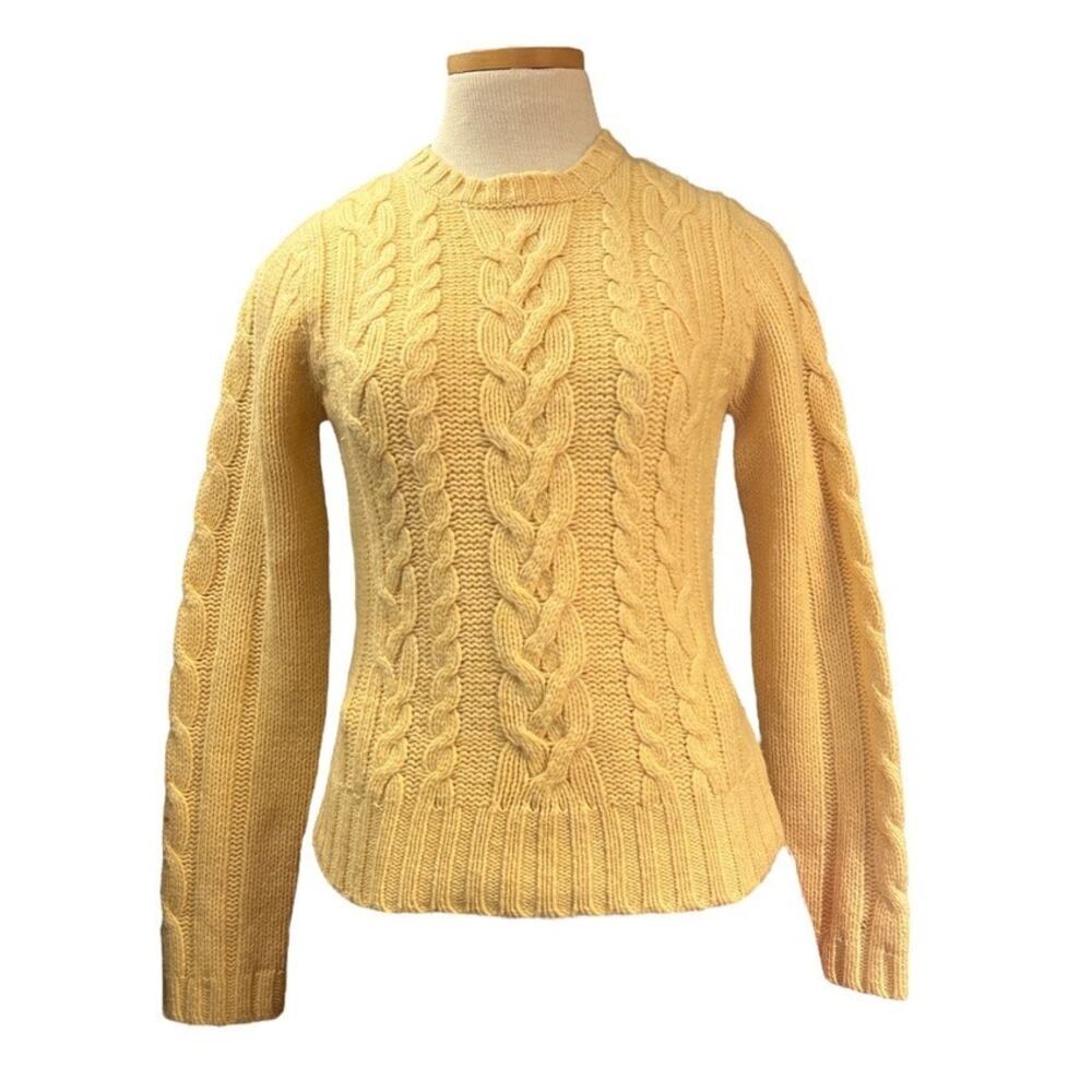 Vintage American Eagle Cable Knit Shetland Merino Wool Sweater Sz S Preppy Cozy